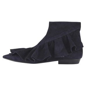 SOLD JW Anderson navy suede ruffle ankle boots shoes